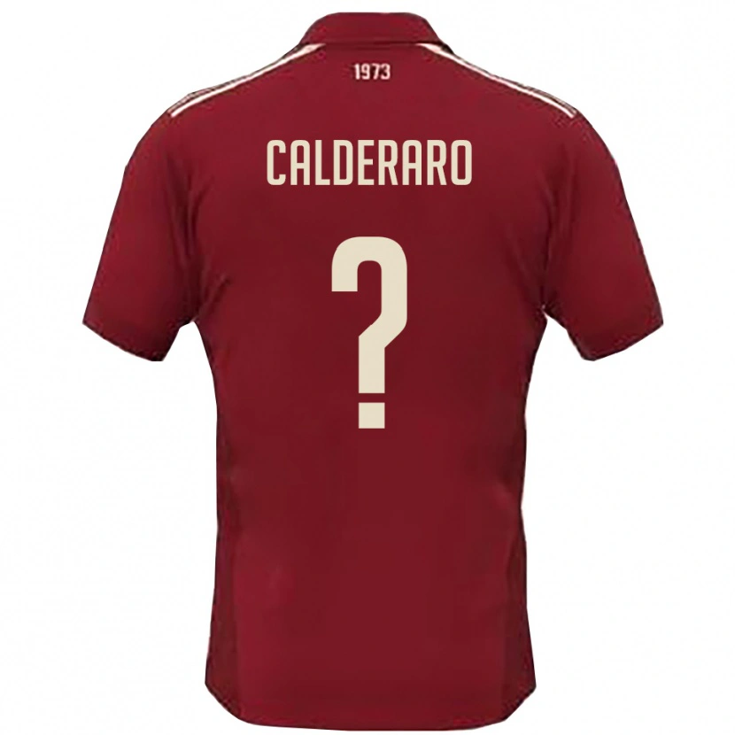 Danxen Bambino Maglia Mattia Calderaro #0 Borgogna Bianco Kit Gara Home 2025/26 Maglietta