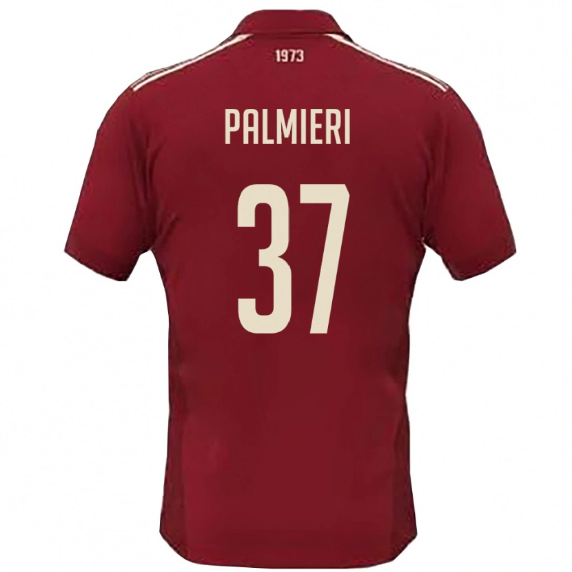 Danxen Bambino Maglia Riccardo Palmieri #37 Borgogna Bianco Kit Gara Home 2025/26 Maglietta