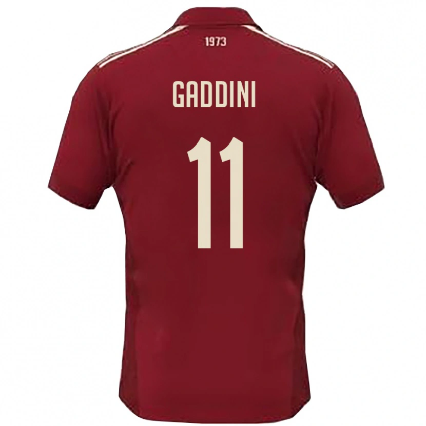 Danxen Bambino Maglia Mattia Gaddini #11 Borgogna Bianco Kit Gara Home 2025/26 Maglietta