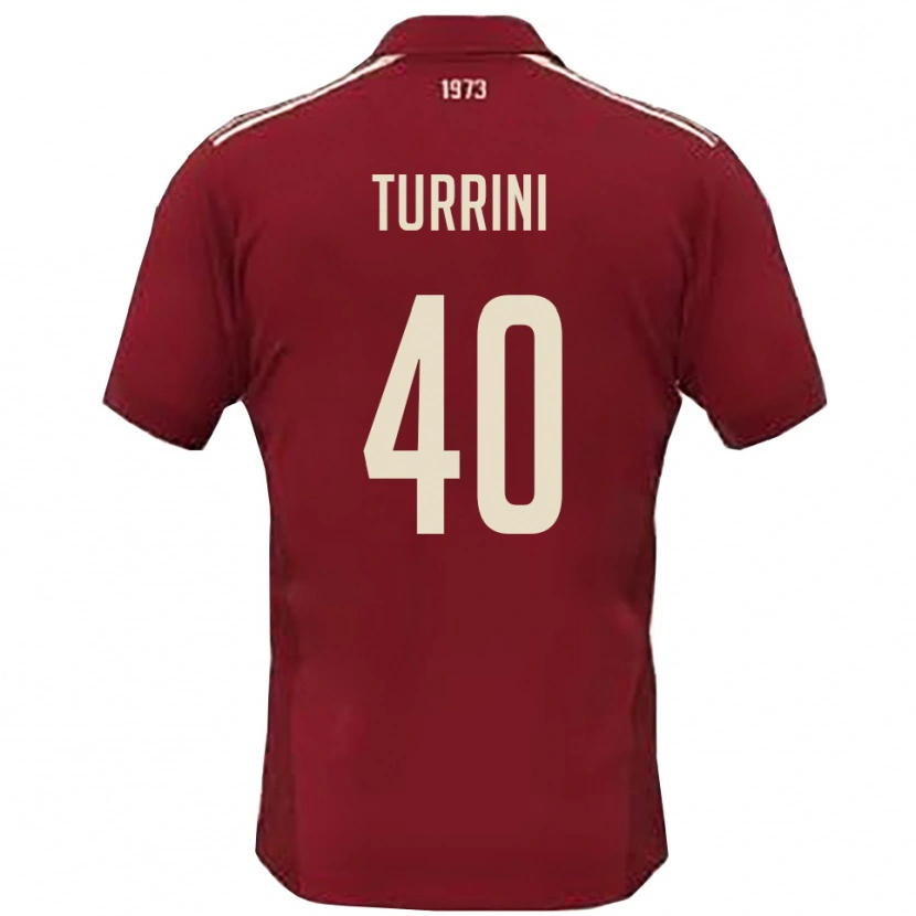 Danxen Bambino Maglia Giordano Turrini #40 Borgogna Bianco Kit Gara Home 2025/26 Maglietta