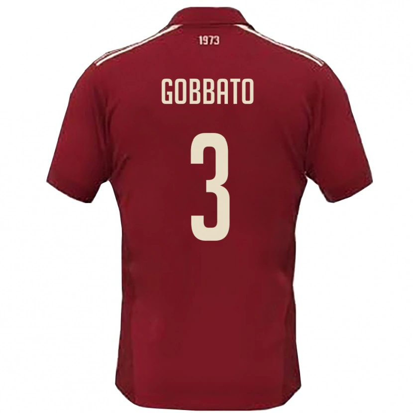 Danxen Bambino Maglia Michele Gobbato #3 Borgogna Bianco Kit Gara Home 2025/26 Maglietta