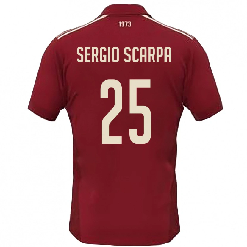 Danxen Bambino Maglia Nicolò Sergio Scarpa #25 Borgogna Bianco Kit Gara Home 2025/26 Maglietta