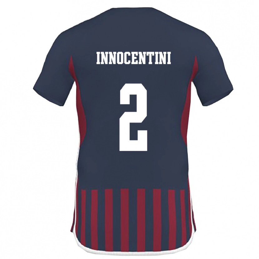 Danxen Bambino Maglia Francesco Innocentini #2 Navy Rosso Kit Gara Home 2025/26 Maglietta