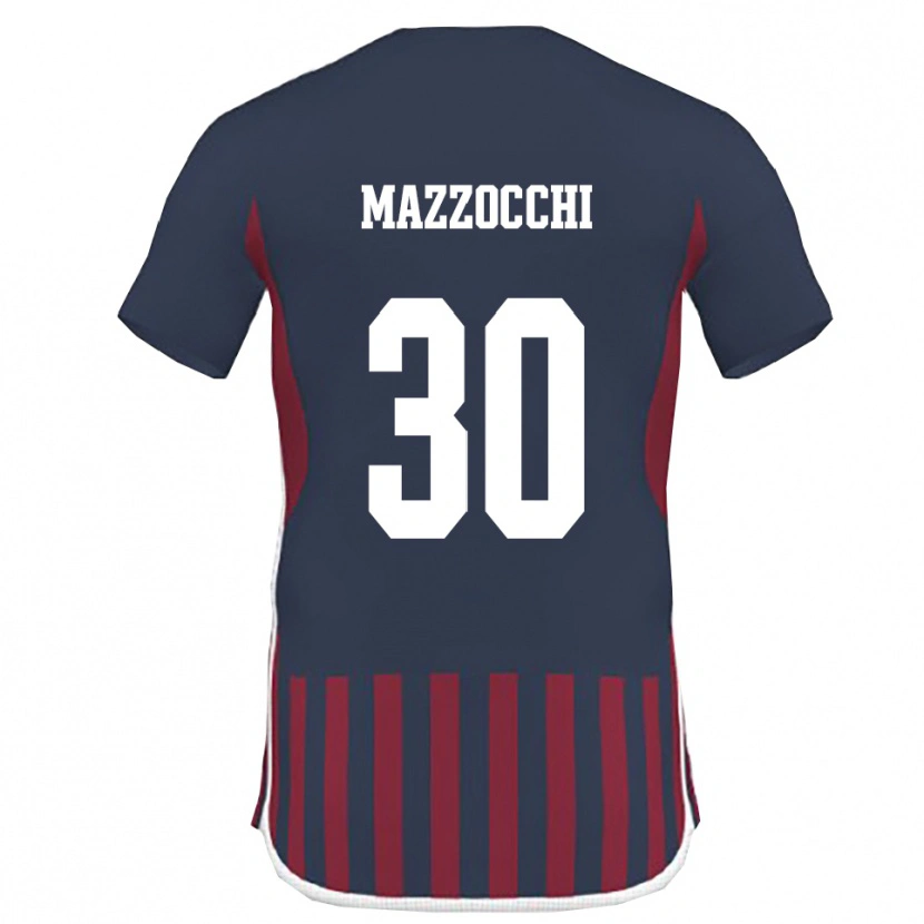 Danxen Bambino Maglia Simone Mazzocchi #30 Navy Rosso Kit Gara Home 2025/26 Maglietta