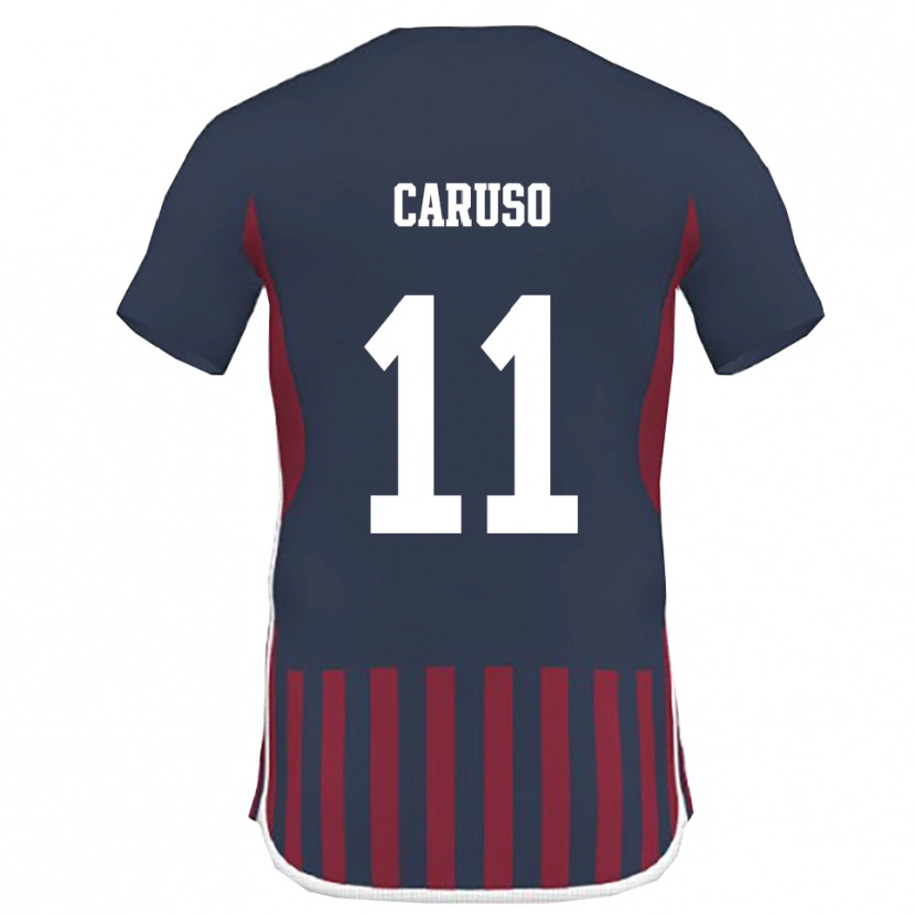 Danxen Bambino Maglia Daniele Caruso #11 Navy Rosso Kit Gara Home 2025/26 Maglietta