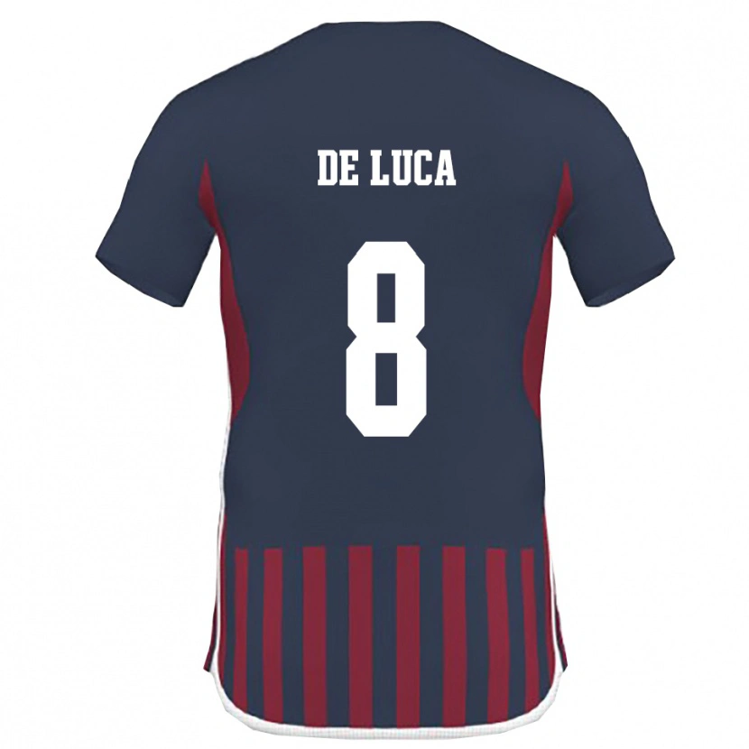 Danxen Bambino Maglia Sergio De Luca #8 Navy Rosso Kit Gara Home 2025/26 Maglietta