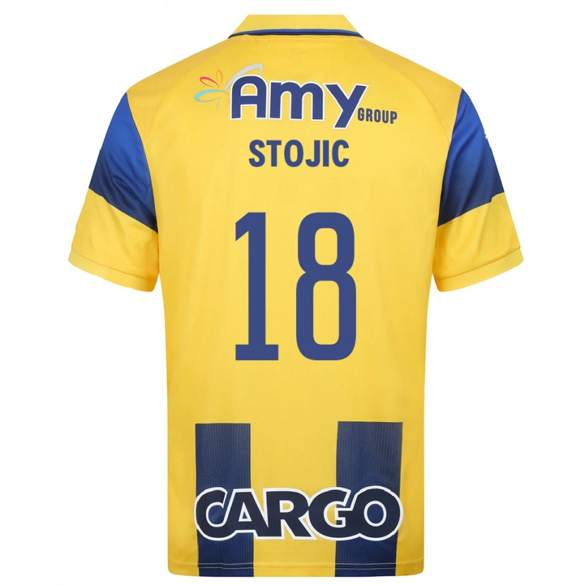 Danxen Bambino Maglia Nemanja Stojic #18 Giallo Navy Kit Gara Home 2025/26 Maglietta