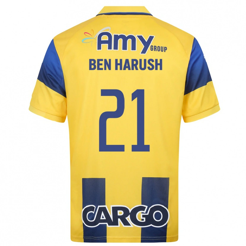 Danxen Bambino Maglia Noam Ben Harush #21 Giallo Navy Kit Gara Home 2025/26 Maglietta