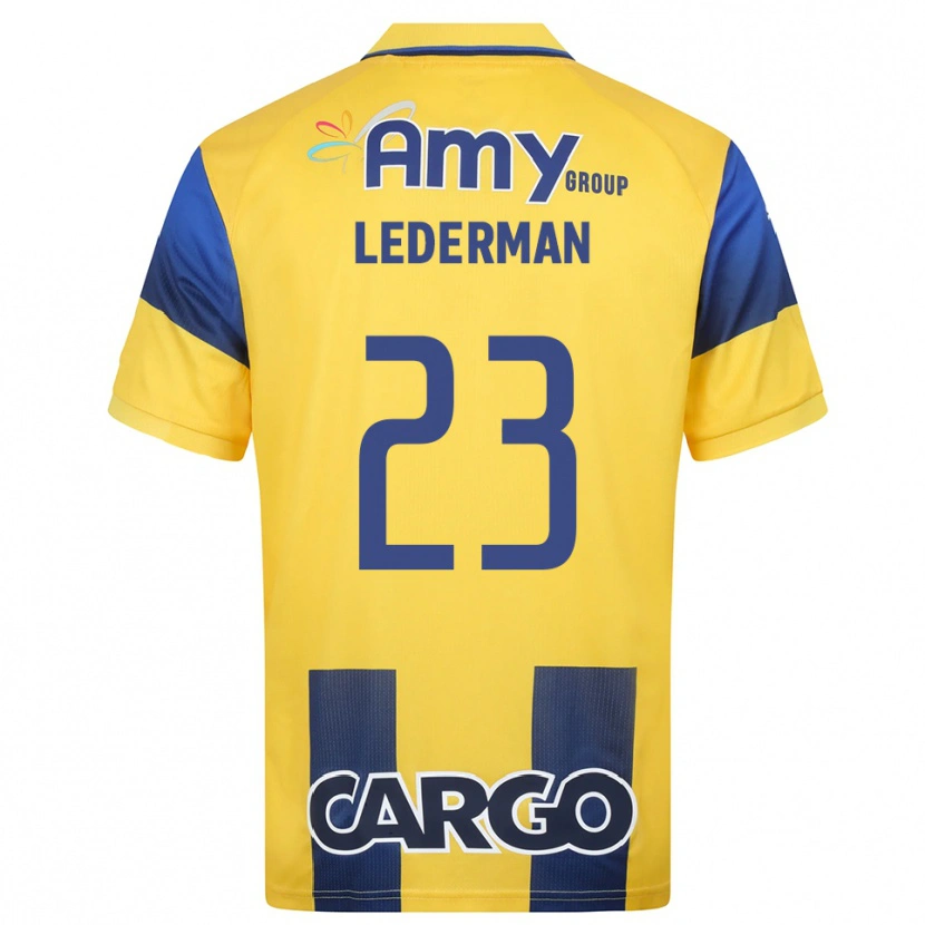 Danxen Bambino Maglia Ben Lederman #23 Giallo Navy Kit Gara Home 2025/26 Maglietta