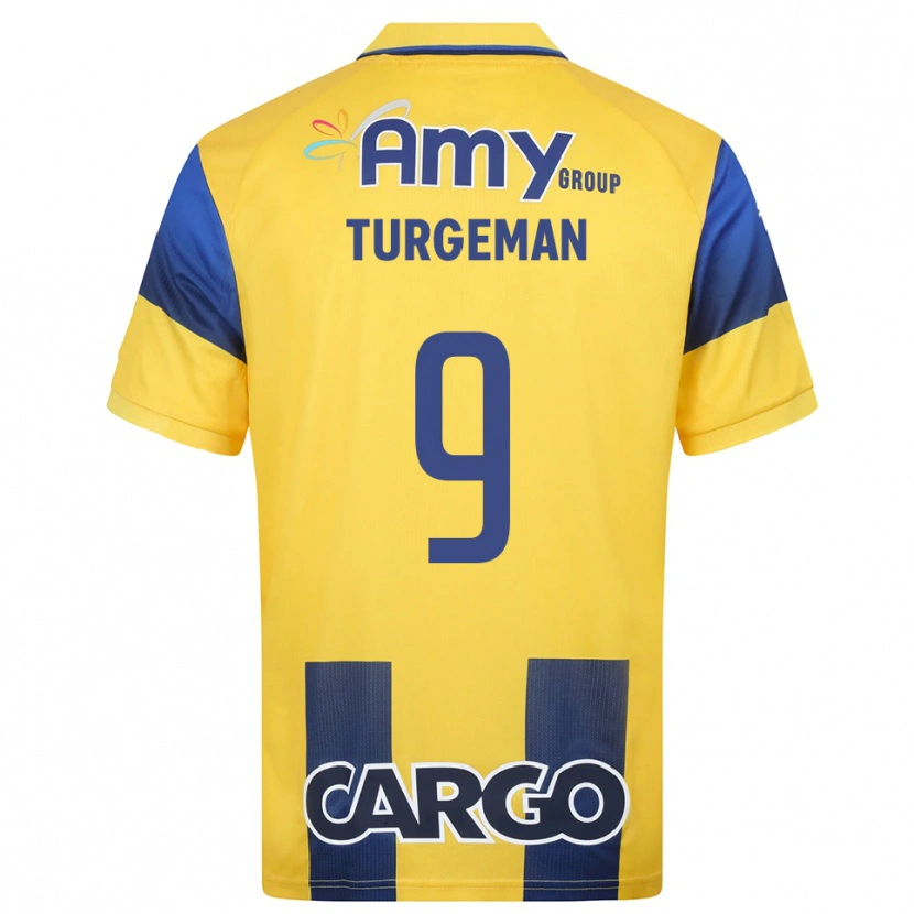 Danxen Bambino Maglia Dor Turgeman #9 Giallo Navy Kit Gara Home 2025/26 Maglietta