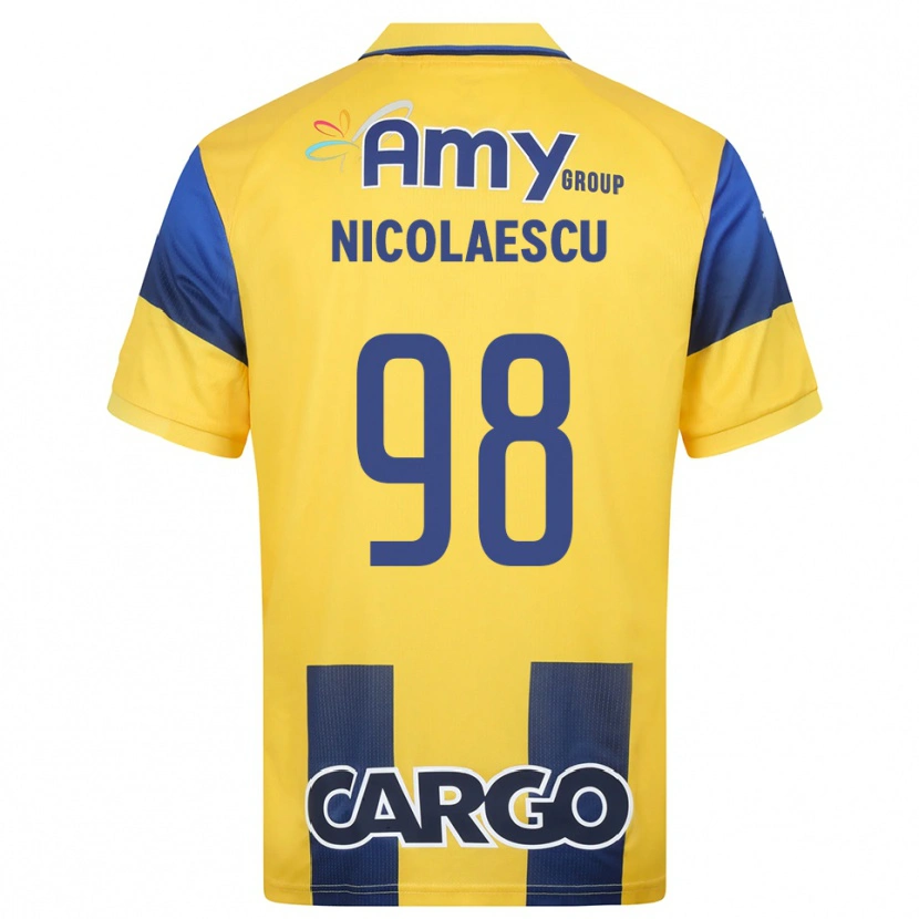 Danxen Bambino Maglia Ion Nicolaescu #98 Giallo Navy Kit Gara Home 2025/26 Maglietta