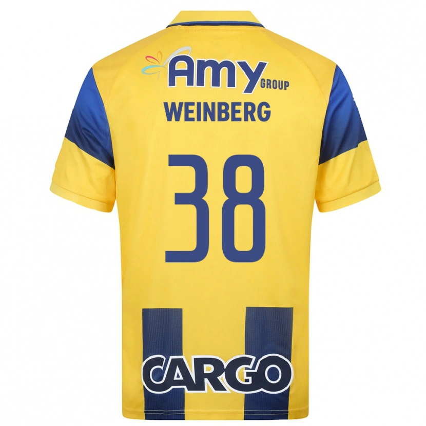 Danxen Bambino Maglia Idan Weinberg #38 Giallo Navy Kit Gara Home 2025/26 Maglietta