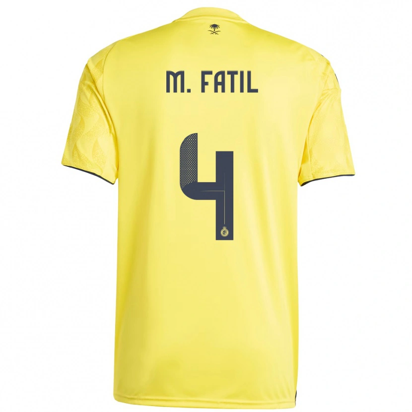 Danxen Bambino Maglia Mohammed Al-Fatil #4 Giallo Nero Kit Gara Home 2025/26 Maglietta