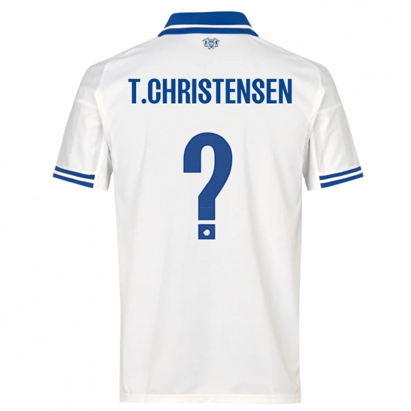 Danxen Bambino Maglia Tristan Christensen #0 Bianco Blu Kit Gara Home 2025/26 Maglietta