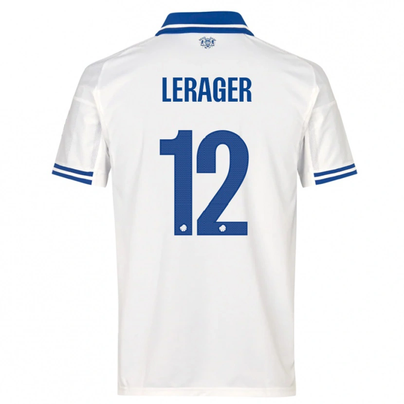 Danxen Bambino Maglia Lukas Lerager #12 Bianco Blu Kit Gara Home 2025/26 Maglietta