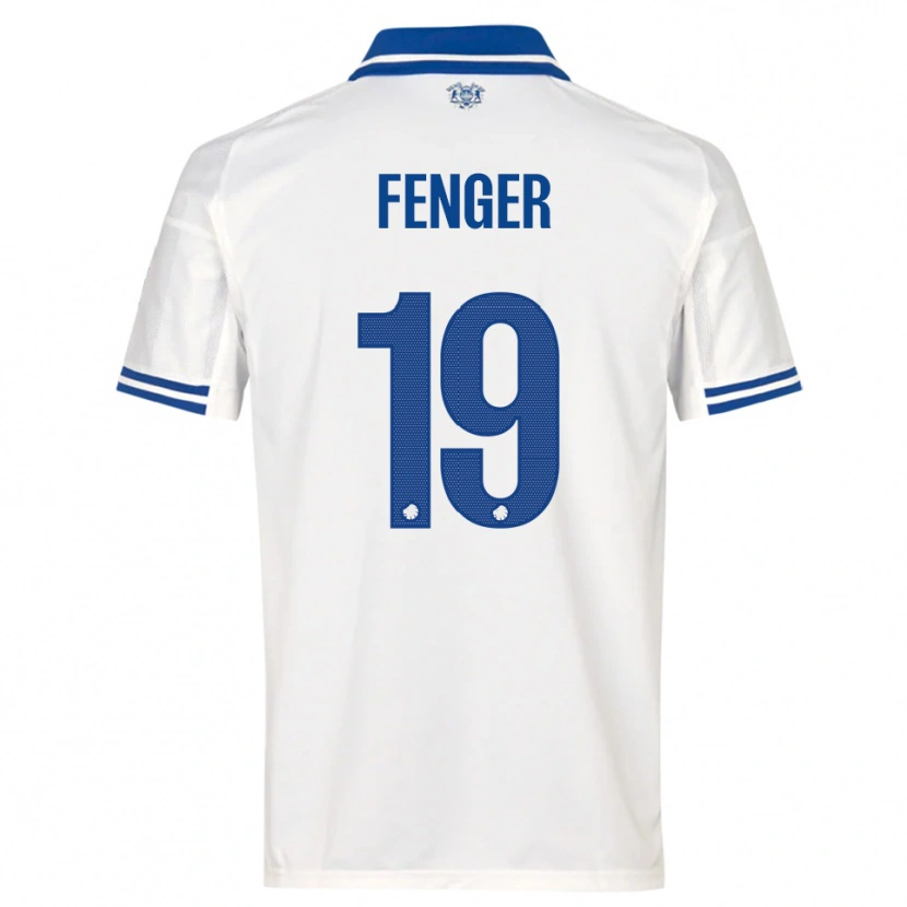 Danxen Bambino Maglia Oskar Fenger #19 Bianco Blu Kit Gara Home 2025/26 Maglietta