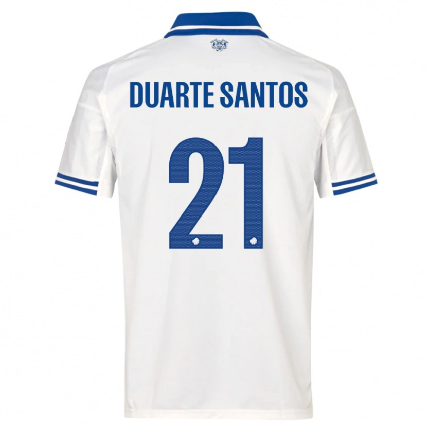 Danxen Bambino Maglia Gabriel Duarte Santos #21 Bianco Blu Kit Gara Home 2025/26 Maglietta