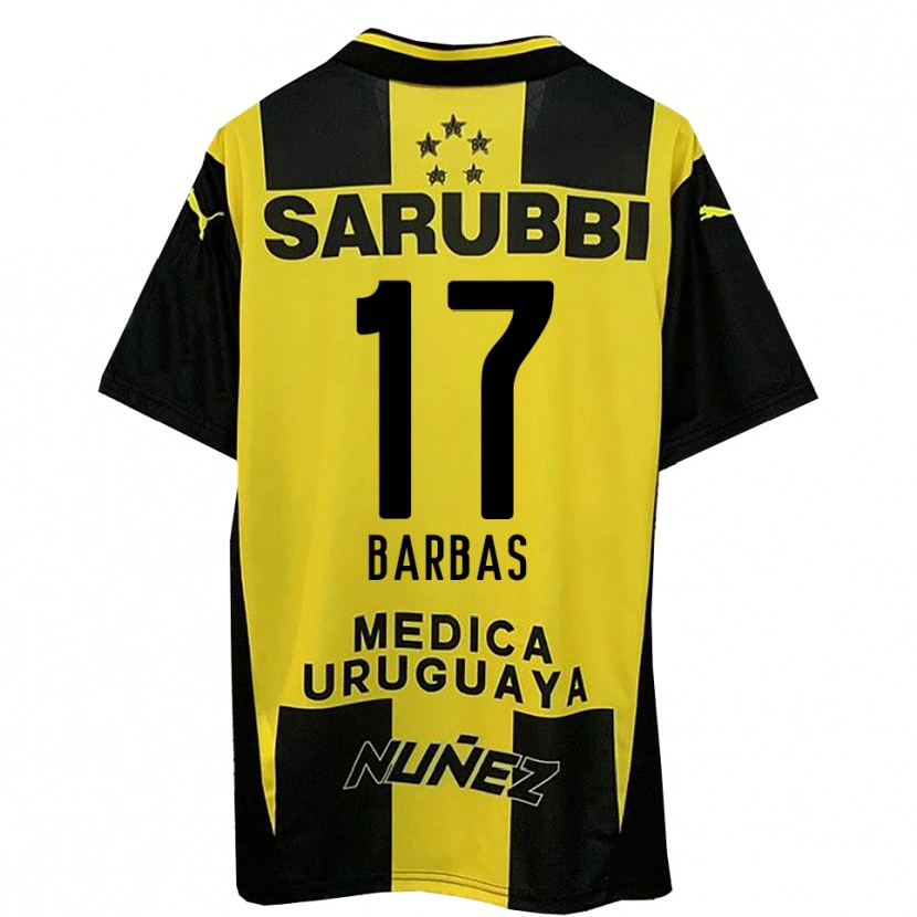Danxen Bambino Maglia Germán Barbas #17 Giallo Nero Kit Gara Home 2025/26 Maglietta