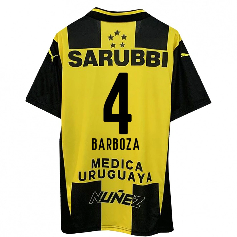 Danxen Bambino Maglia Brian Barboza #4 Giallo Nero Kit Gara Home 2025/26 Maglietta