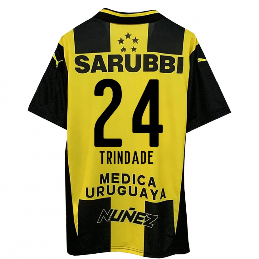 Danxen Bambino Maglia Jesús Trindade #24 Giallo Nero Kit Gara Home 2025/26 Maglietta