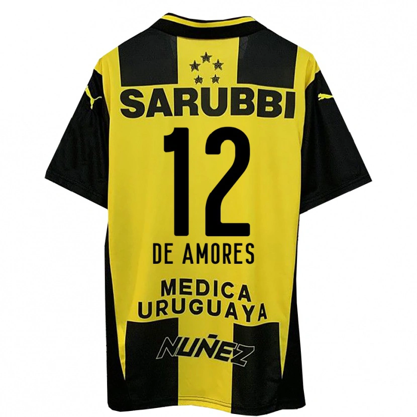 Danxen Bambino Maglia Guillermo De Amores #12 Giallo Nero Kit Gara Home 2025/26 Maglietta