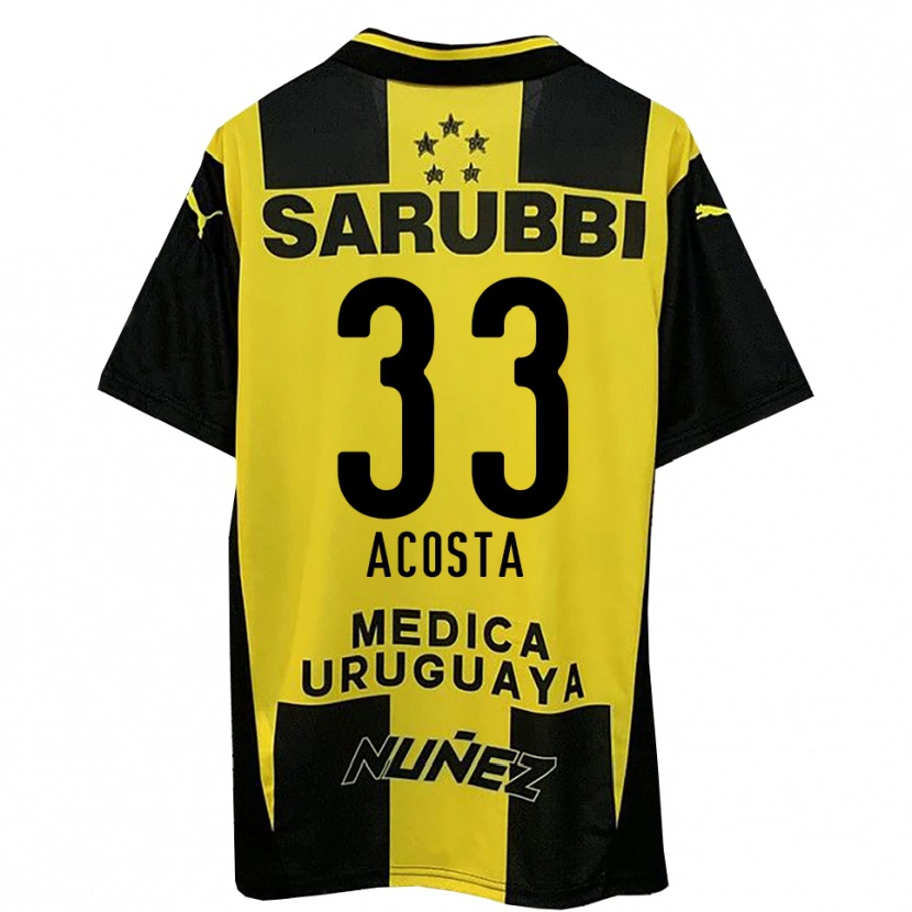 Danxen Bambino Maglia Nahuel Acosta #33 Giallo Nero Kit Gara Home 2025/26 Maglietta