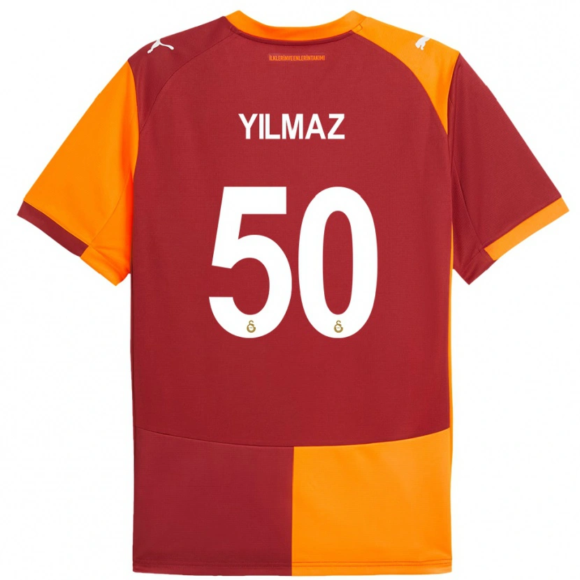 Danxen Bambino Maglia Jankat Yılmaz #50 Rosso Arancione Kit Gara Home 2025/26 Maglietta