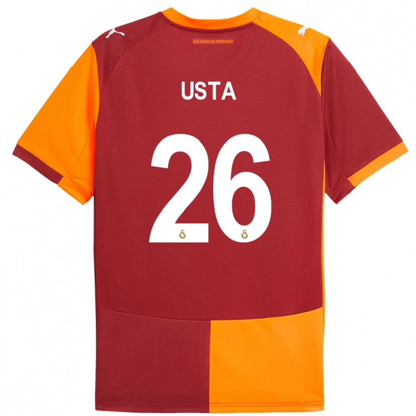 Danxen Bambino Maglia Alanur Usta #26 Rosso Arancione Kit Gara Home 2025/26 Maglietta