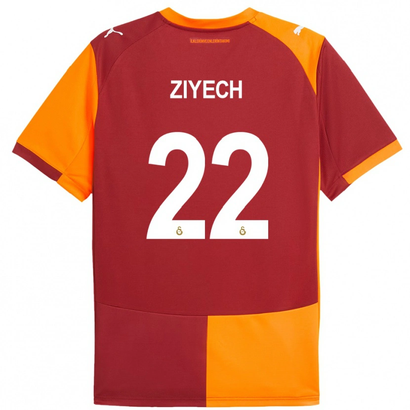 Danxen Bambino Maglia Hakim Ziyech #22 Rosso Arancione Kit Gara Home 2025/26 Maglietta