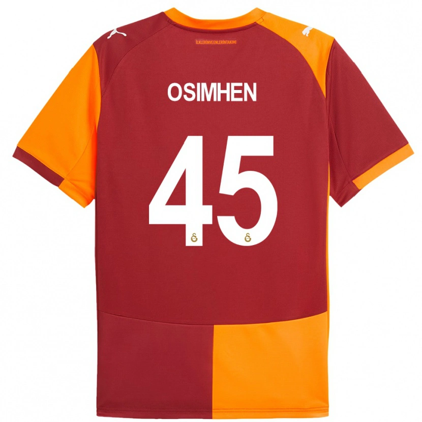 Danxen Bambino Maglia Victor Osimhen #45 Rosso Arancione Kit Gara Home 2025/26 Maglietta