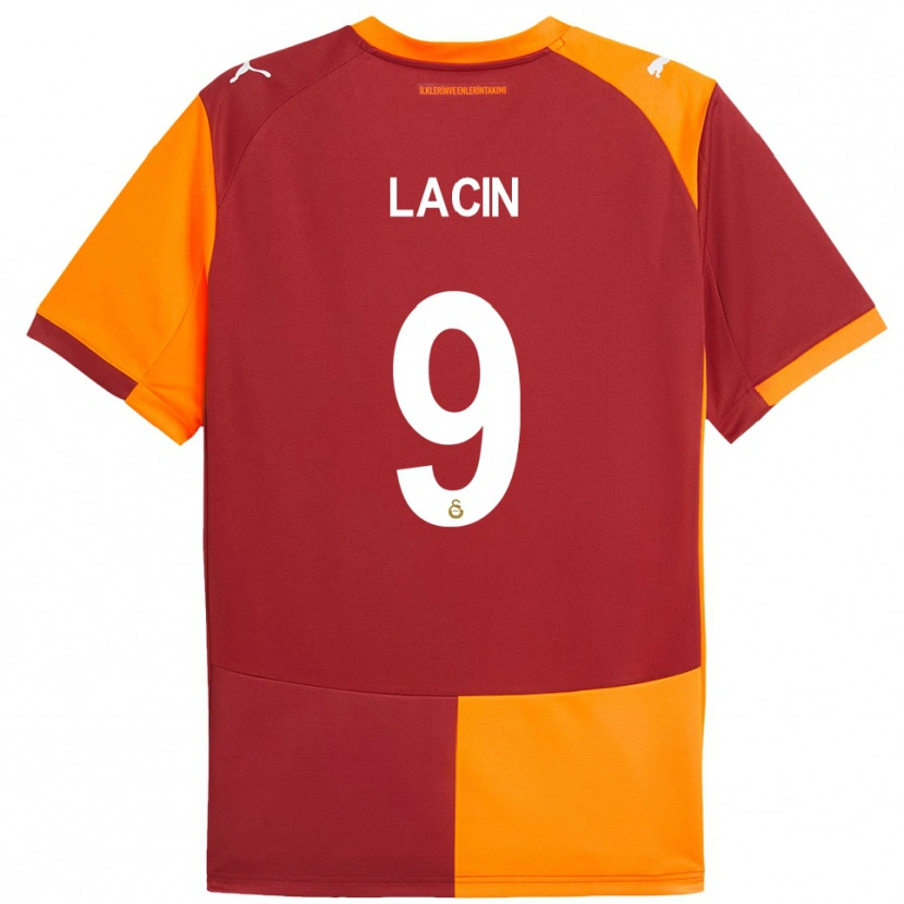 Danxen Bambino Maglia Elanur Laçin #9 Rosso Arancione Kit Gara Home 2025/26 Maglietta