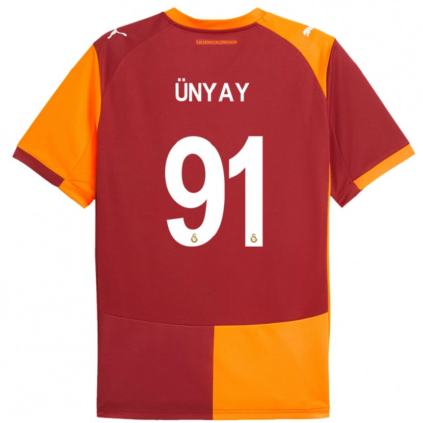 Danxen Bambino Maglia Arda Ünyay #91 Rosso Arancione Kit Gara Home 2025/26 Maglietta