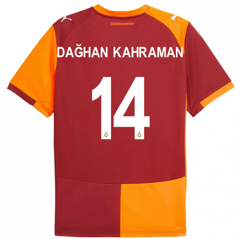 Danxen Bambino Maglia Yusuf Dağhan Kahraman #14 Rosso Arancione Kit Gara Home 2025/26 Maglietta