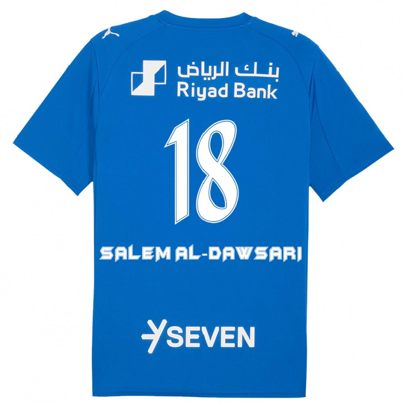 Danxen Bambino Maglia Nawaf Salem Al-Dawsari #18 Blu Bianco Kit Gara Home 2025/26 Maglietta