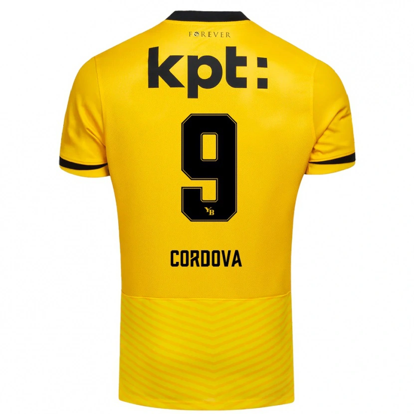 Danxen Bambino Maglia Sergio Córdova #9 Giallo Nero Kit Gara Home 2025/26 Maglietta