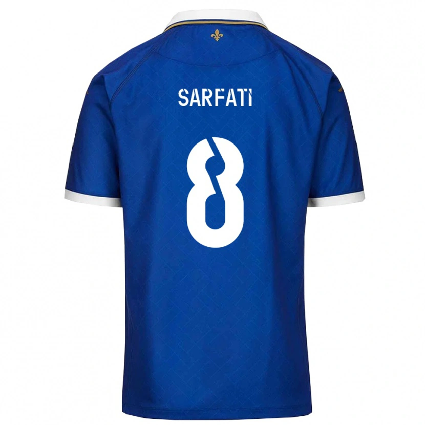 Danxen Bambino Maglia Isaac Sarfati #8 Blu Oro Kit Gara Home 2025/26 Maglietta