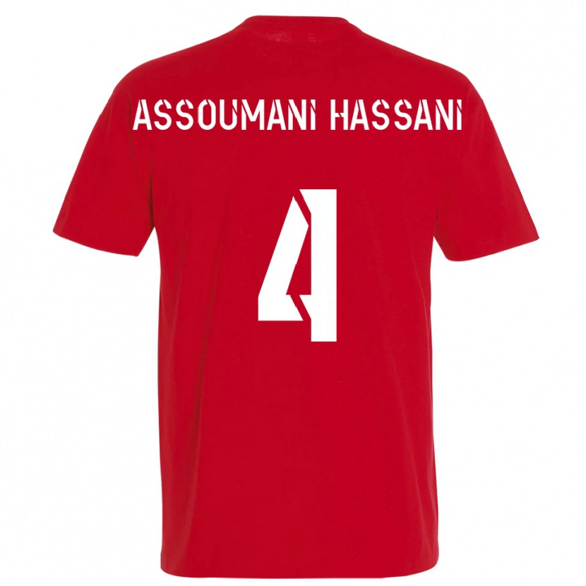 Danxen Bambino Maglia Nassim Assoumani Hassani #4 Rosso Giallo Kit Gara Home 2025/26 Maglietta