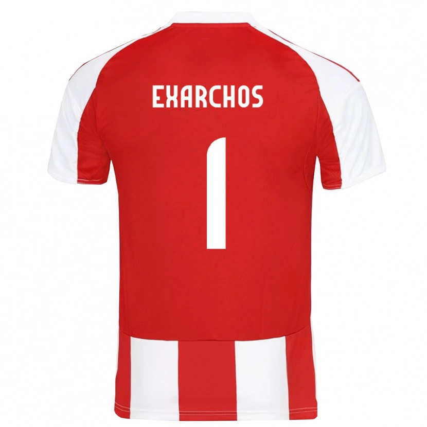 Danxen Bambino Maglia Alexandros Exarchos #1 Rosso Bianco Kit Gara Home 2025/26 Maglietta