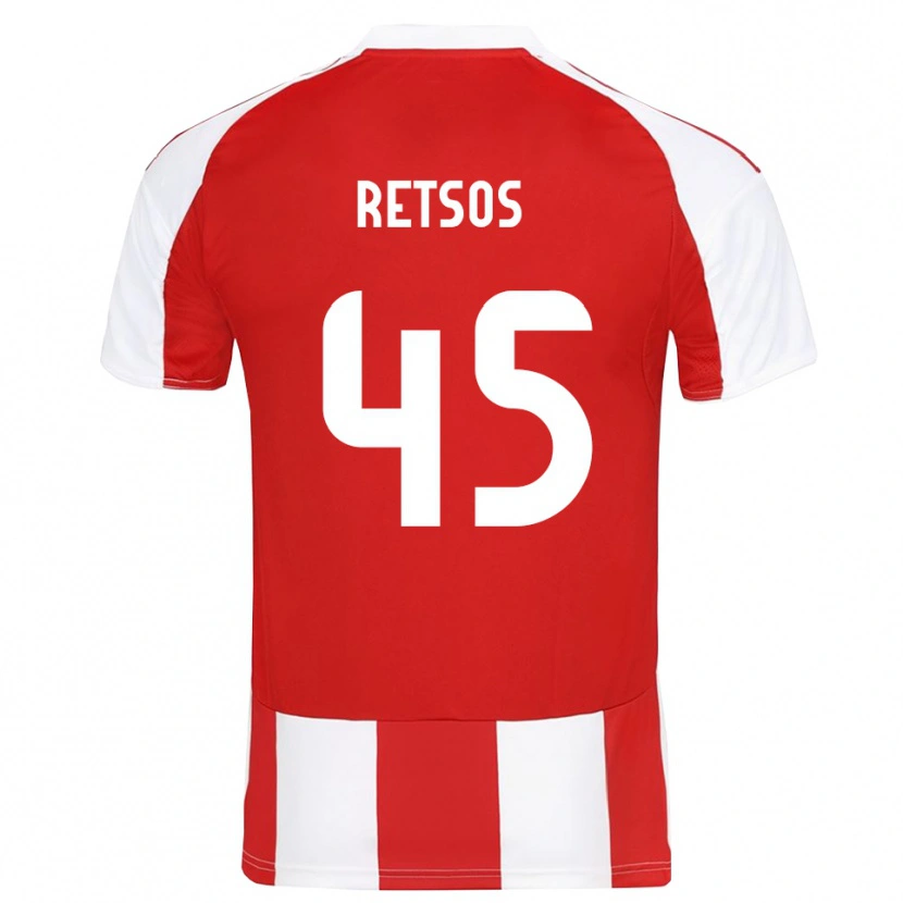 Danxen Bambino Maglia Panagiotis Retsos #45 Rosso Bianco Kit Gara Home 2025/26 Maglietta