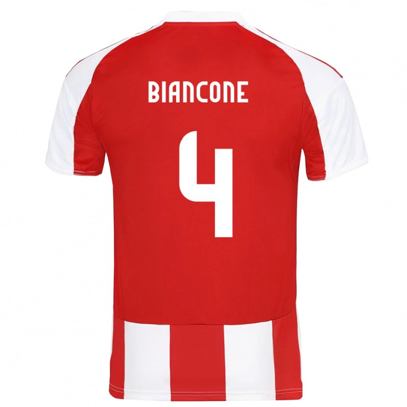 Danxen Bambino Maglia Giulian Biancone #4 Rosso Bianco Kit Gara Home 2025/26 Maglietta