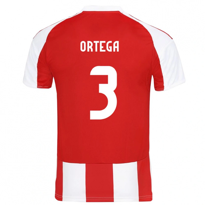Danxen Bambino Maglia Francisco Ortega #3 Rosso Bianco Kit Gara Home 2025/26 Maglietta