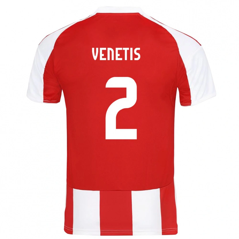 Danxen Bambino Maglia Theodoros Venetis #2 Rosso Bianco Kit Gara Home 2025/26 Maglietta
