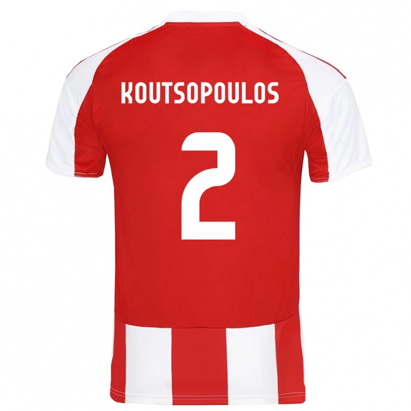 Danxen Bambino Maglia Georgios Koutsopoulos #2 Rosso Bianco Kit Gara Home 2025/26 Maglietta