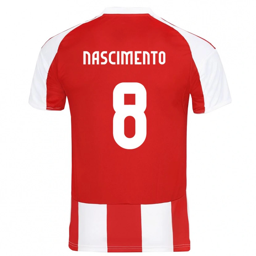 Danxen Bambino Maglia Diogo Nascimento #8 Rosso Bianco Kit Gara Home 2025/26 Maglietta