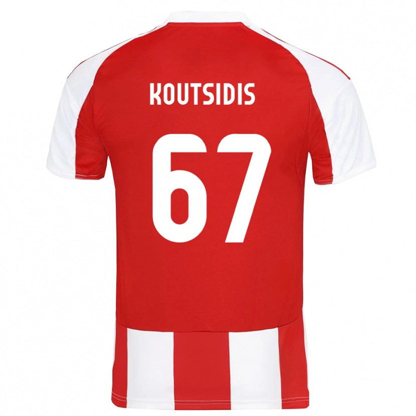 Danxen Bambino Maglia Isidoros Koutsidis #67 Rosso Bianco Kit Gara Home 2025/26 Maglietta