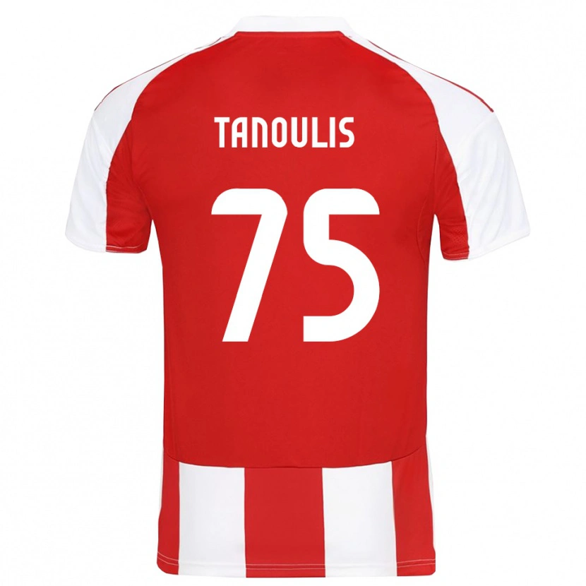 Danxen Bambino Maglia Konstantinos Tanoulis #75 Rosso Bianco Kit Gara Home 2025/26 Maglietta