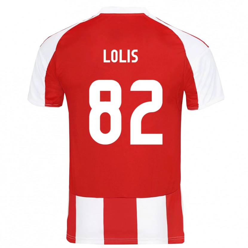Danxen Bambino Maglia Nikolaos Lolis #82 Rosso Bianco Kit Gara Home 2025/26 Maglietta