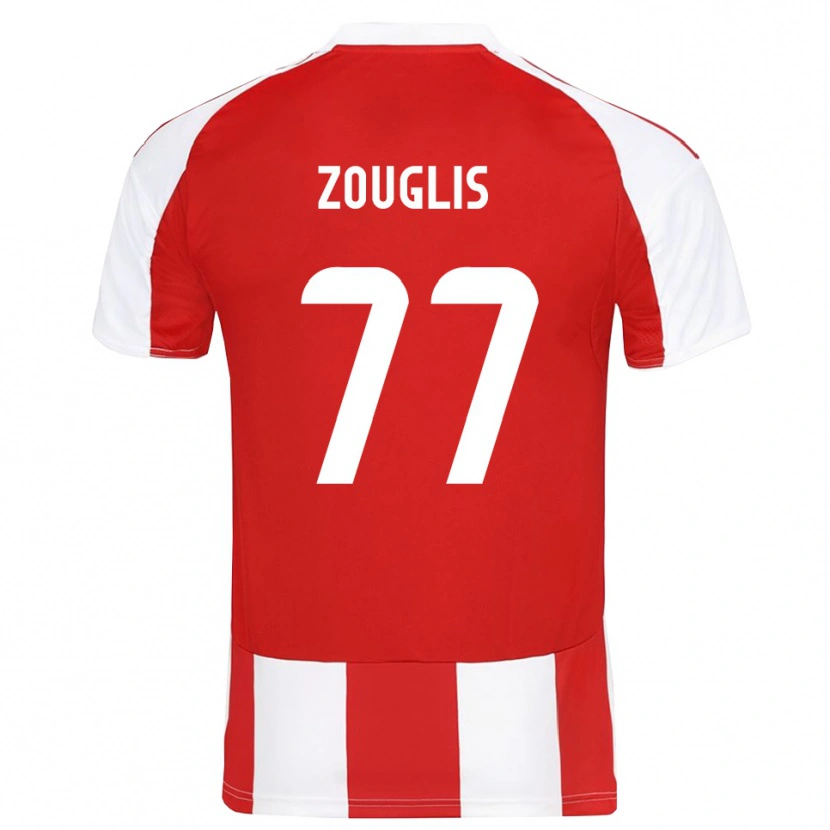 Danxen Bambino Maglia Nikolaos Zouglis #77 Rosso Bianco Kit Gara Home 2025/26 Maglietta