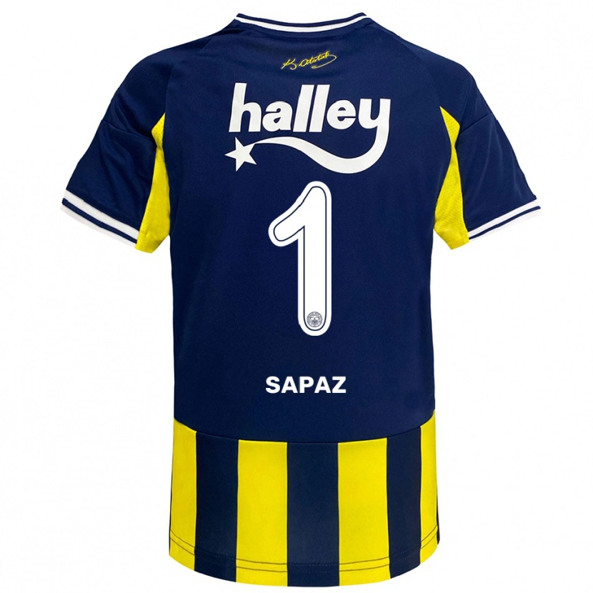 Danxen Bambino Maglia Kuzey Sapaz #1 Giallo Navy Bianco Kit Gara Home 2025/26 Maglietta