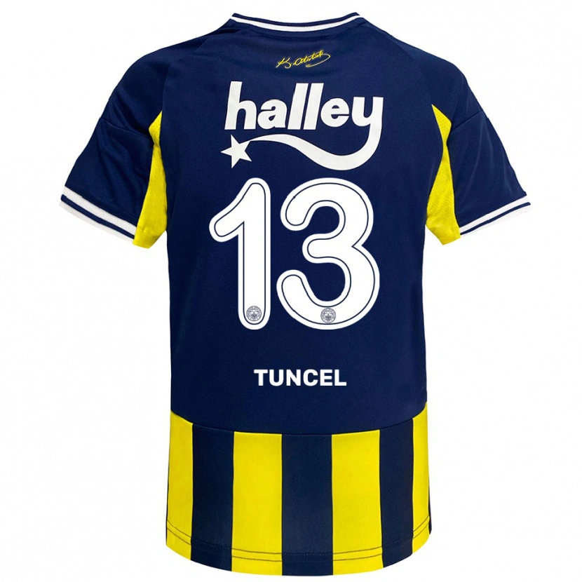 Danxen Bambino Maglia Ercan Tuncel #13 Giallo Navy Bianco Kit Gara Home 2025/26 Maglietta